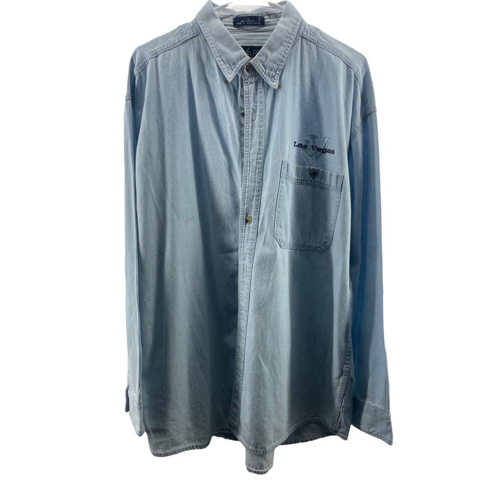 Luna Pier Blue & White Striped Button Down Shirt Women's Size Large